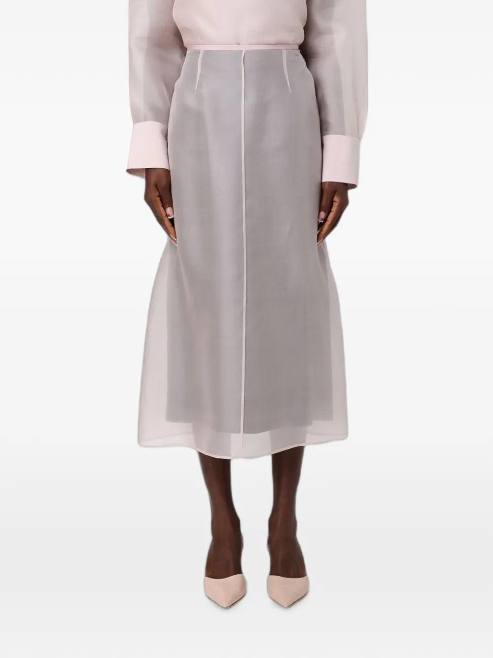 Agnona sheer silk midi skirt - Rosa