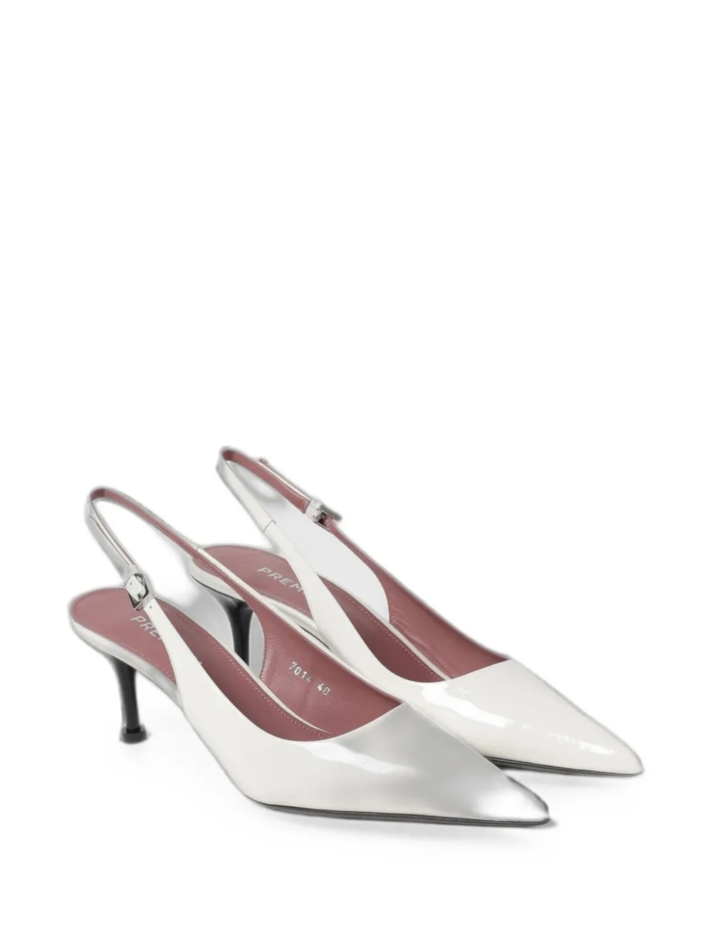 Premiata Chanel patent-leather slingback pumps Zilver