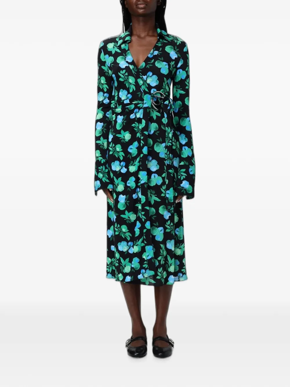 Coperni floral-print midi dress - Schwarz