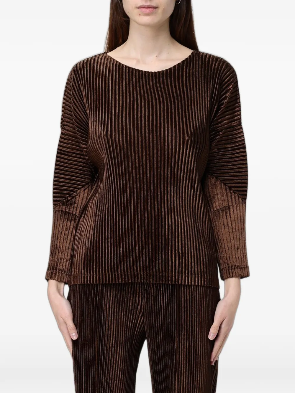 MeimeiJ plissé-effect long-sleeve top - Braun