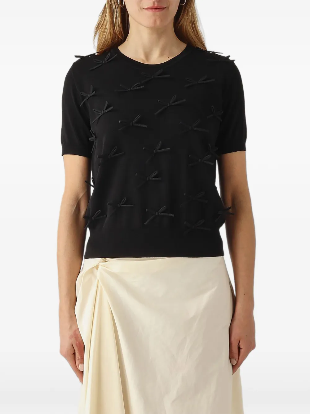 MeimeiJ bow-embellished short-sleeve top - Schwarz