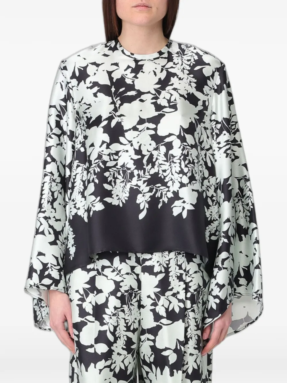 Agnona floral-print silk blouse - Black