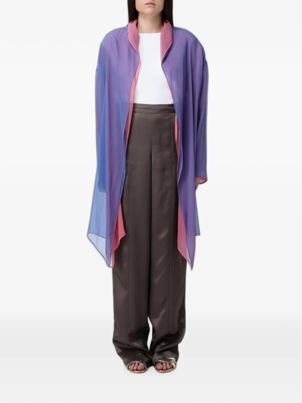 Giorgio Armani triple-layer silk cape - Blau
