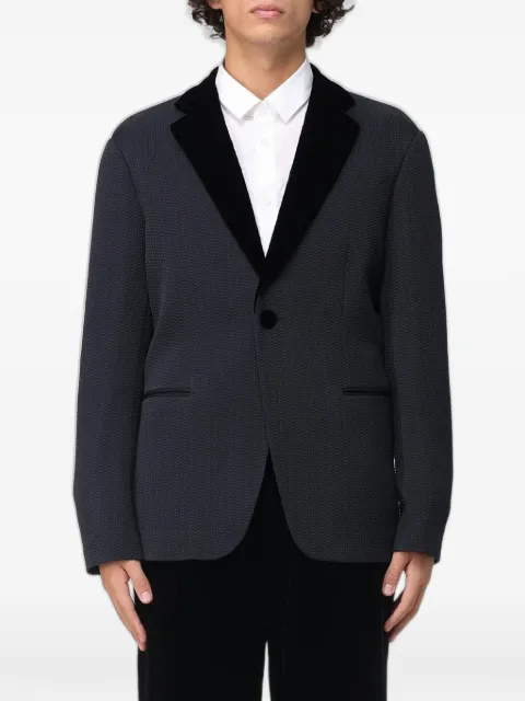 Giorgio Armani contrast-lapel textured-finish blazer