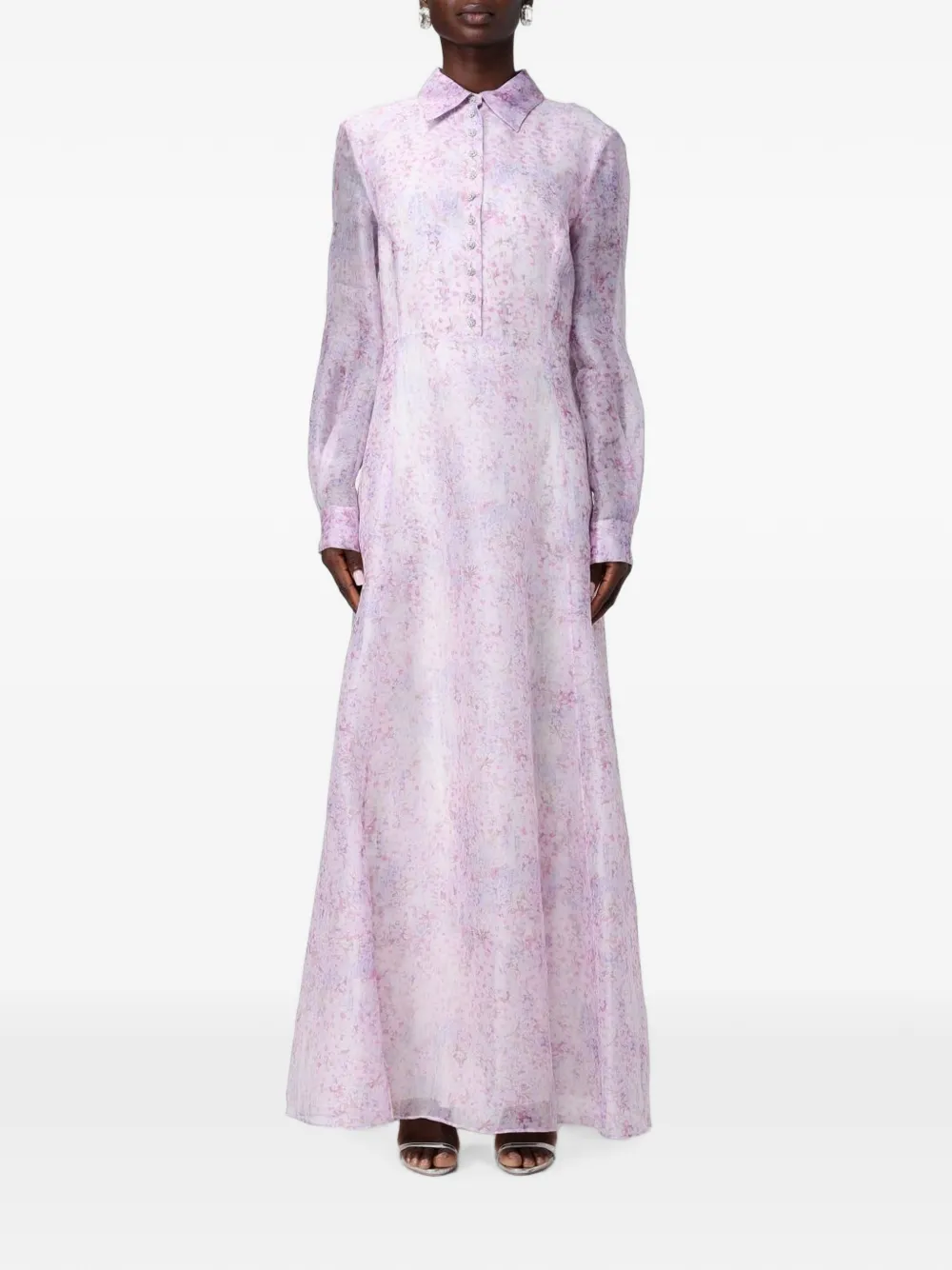Alberta Ferretti floral-print silk shirt maxi dress - Rosa