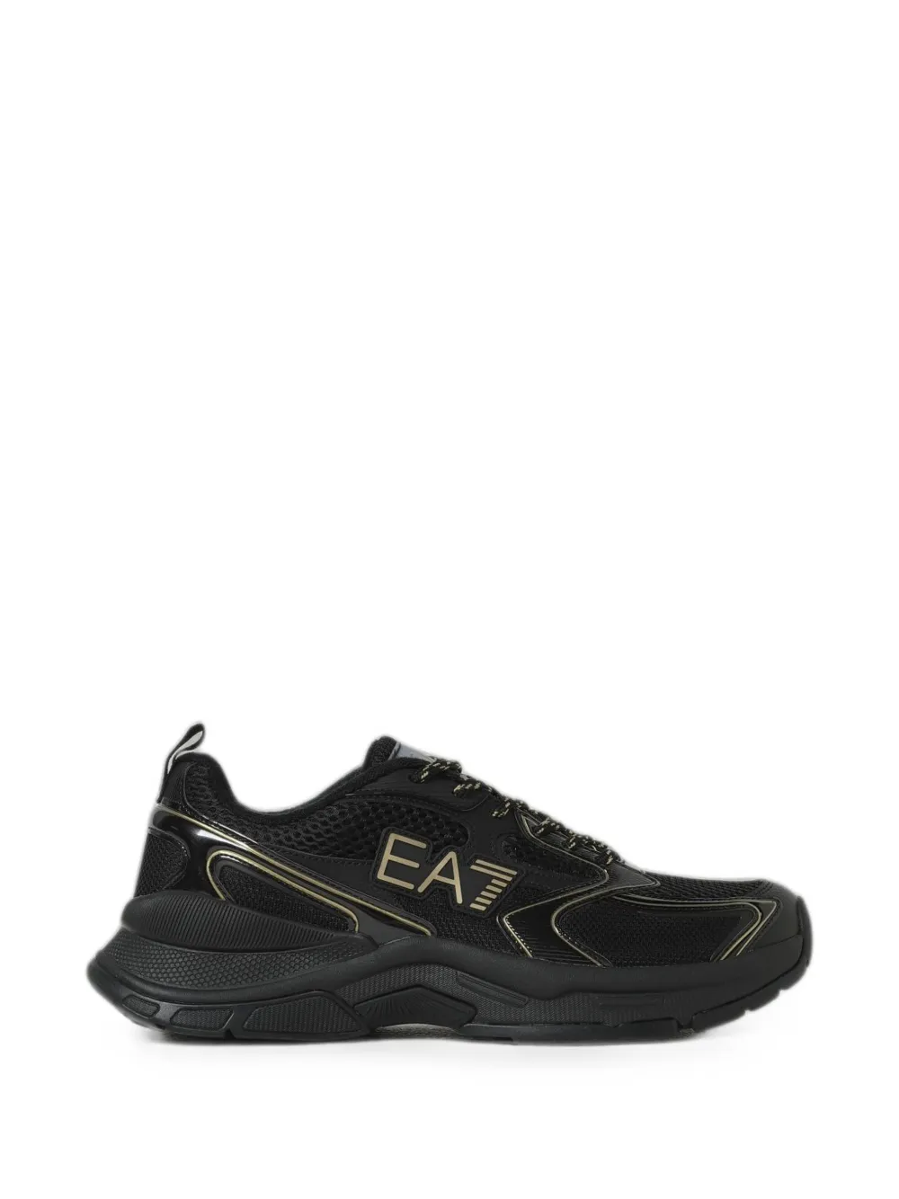 Ea7 Emporio Armani logo-print mesh sneakers - Nero