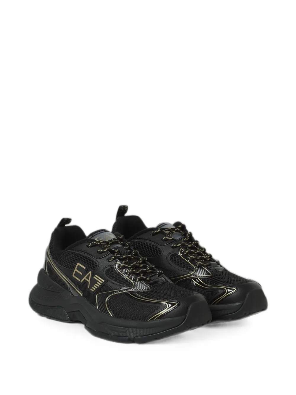 Ea7 Emporio Armani logo-print mesh sneakers Zwart