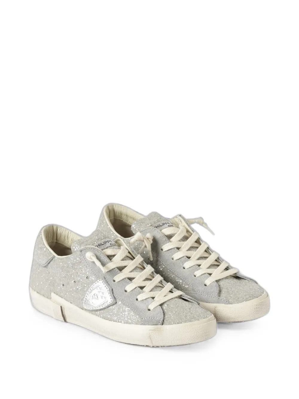 Philippe Model Paris glitter-effect panelled sneakers Zilver