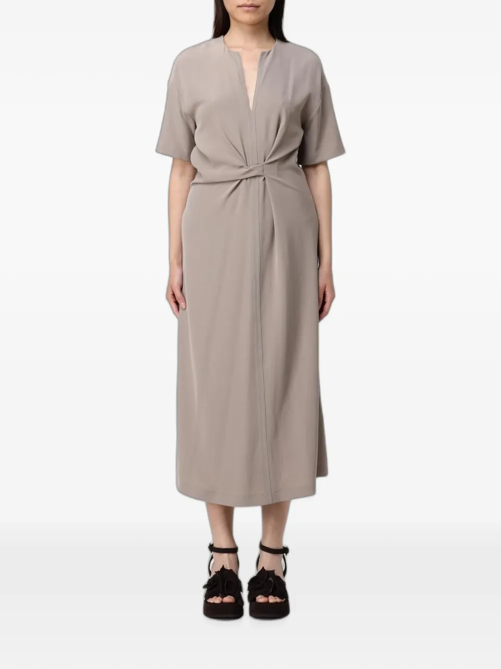 MeimeiJ twist-detail V-neck midi dress - Toni neutri
