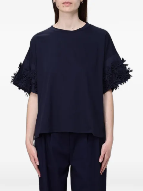MeimeiJ flower-embellished short-sleeve cotton T-shirt
