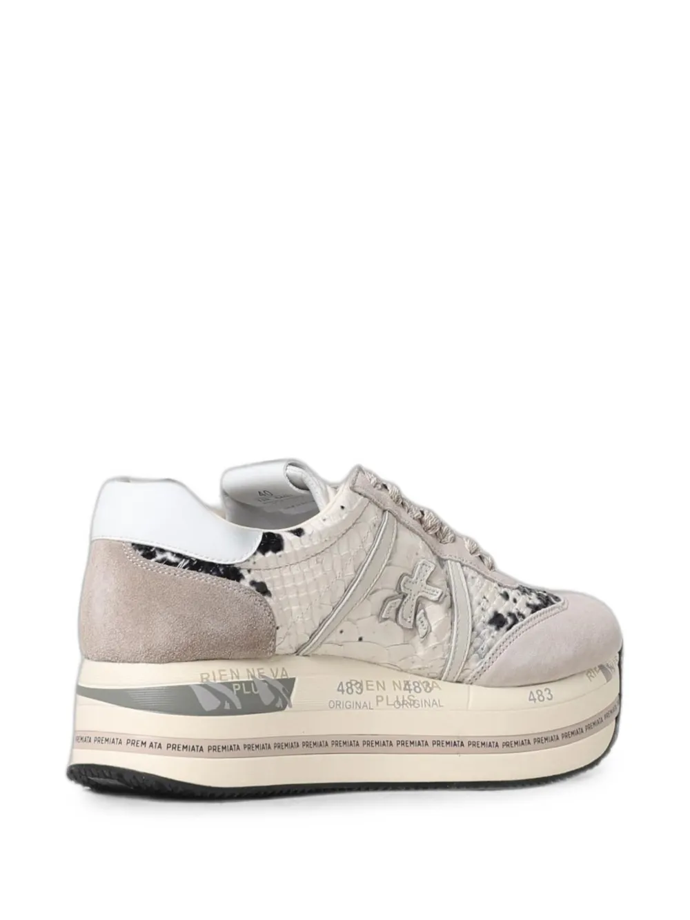 Premiata Beth sneakers met slangenleer-effect Beige