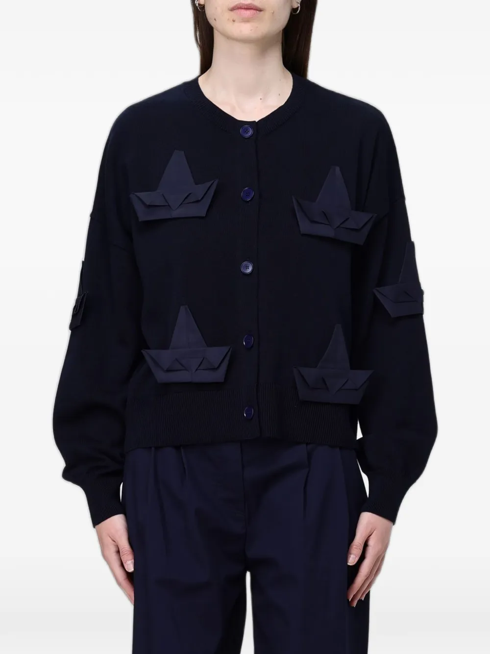 MeimeiJ boat-patch cotton cardigan - Blue
