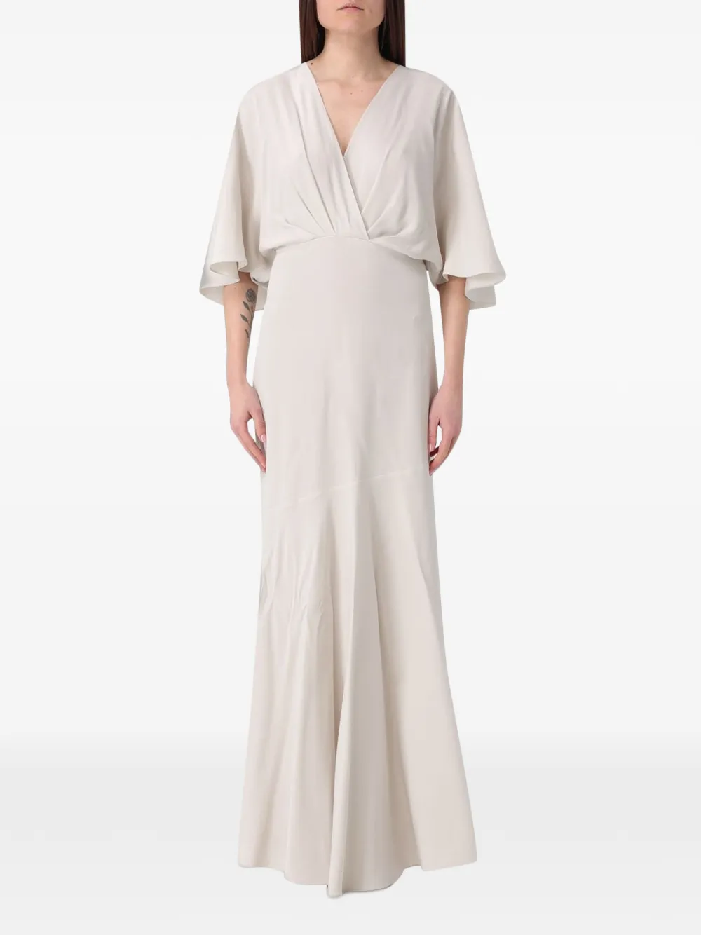 Agnona V-neck flared maxi dress - Toni neutri