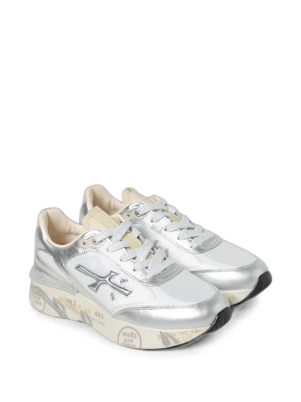 Premiata Moerund panelled metallic sneakers Zilver