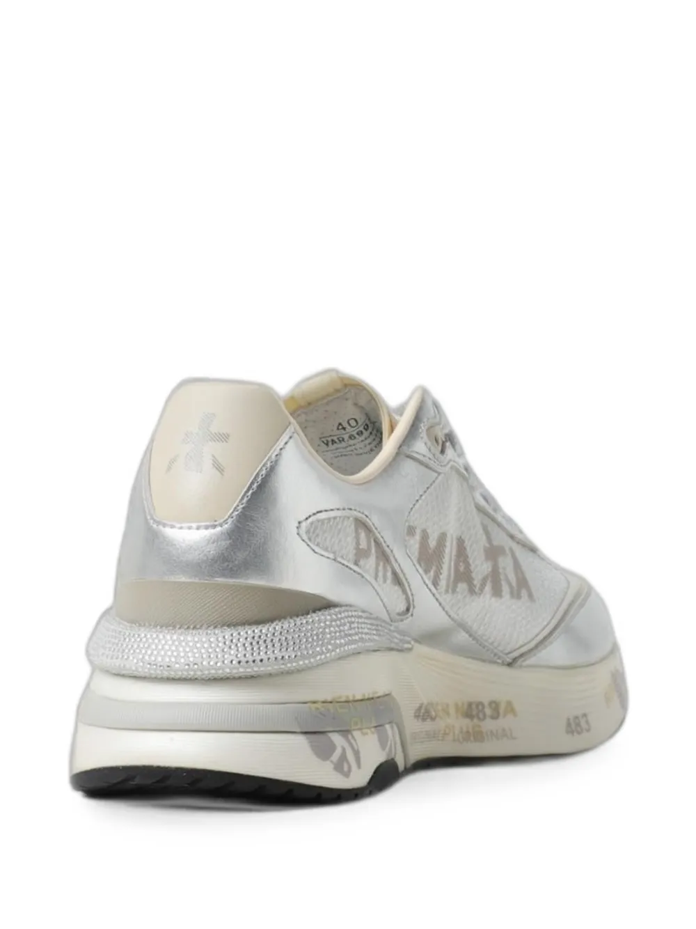 Premiata Moerund panelled metallic sneakers Zilver