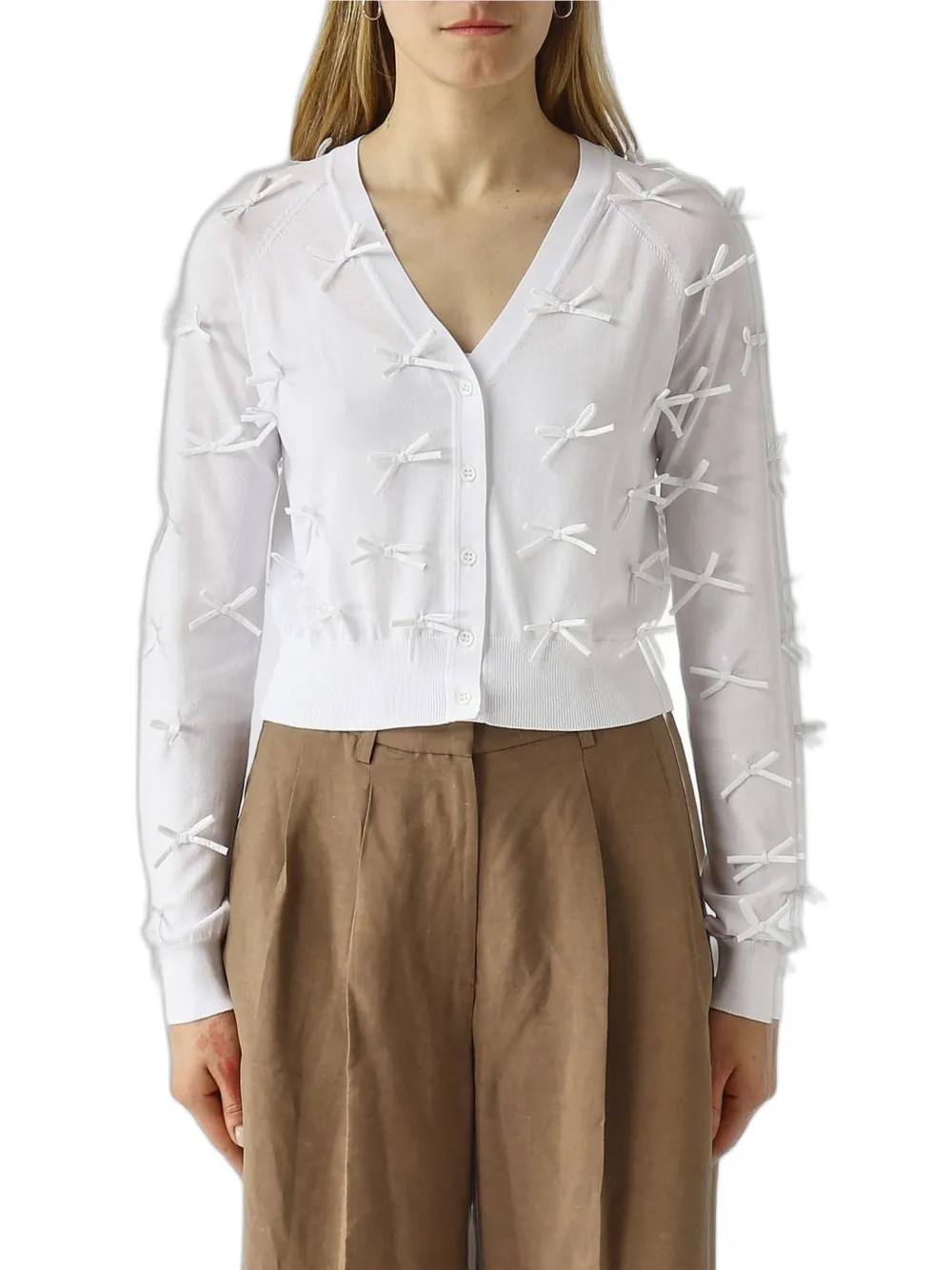 MeimeiJ bow-embellished cardigan - Bianco