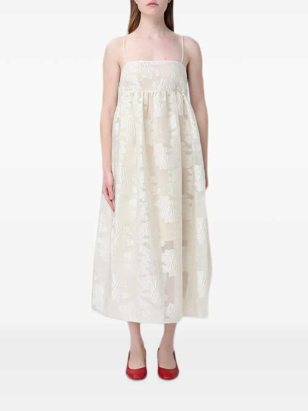MeimeiJ jacquard-pattern tie-back midi dress - Nude