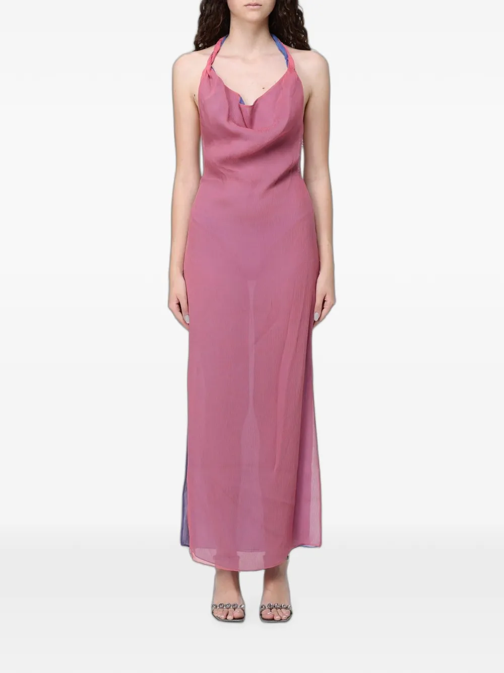 Giorgio Armani silk cowl-neck maxi dress - Pink
