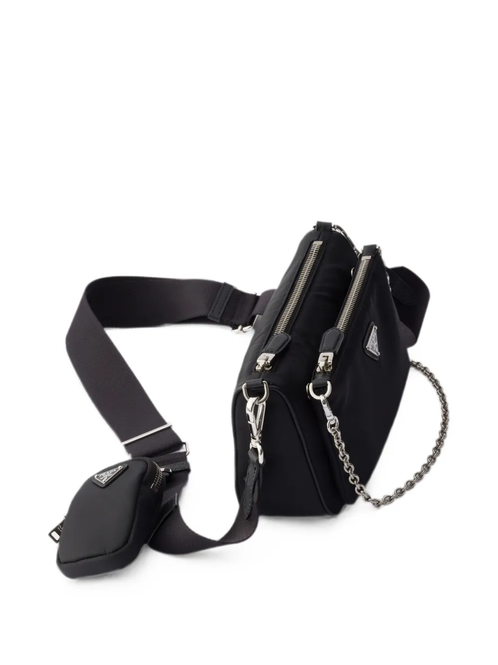 Prada Re-Nylon en saffiano leren mini-schoudertas Zwart