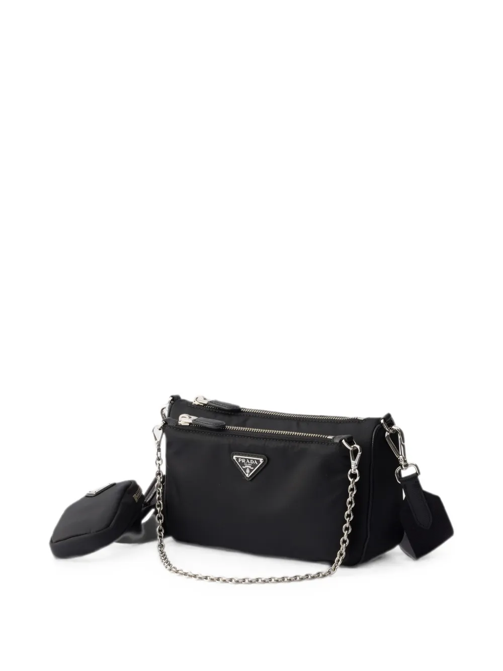 Prada Re-Nylon en saffiano leren mini-schoudertas Zwart