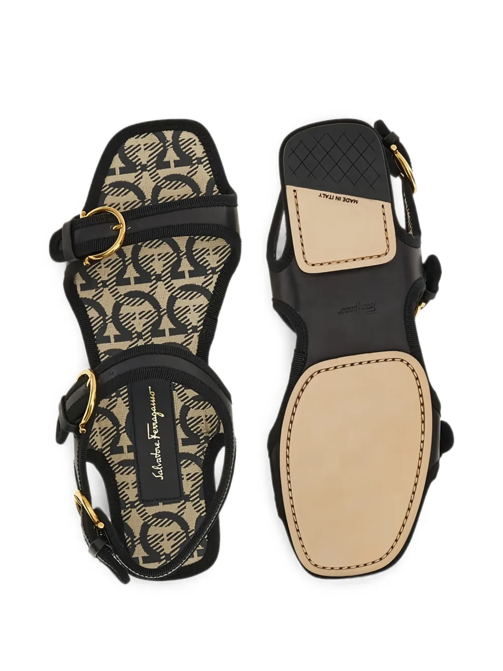 Ferragamo Gancini buckle-fastening sandals Beige