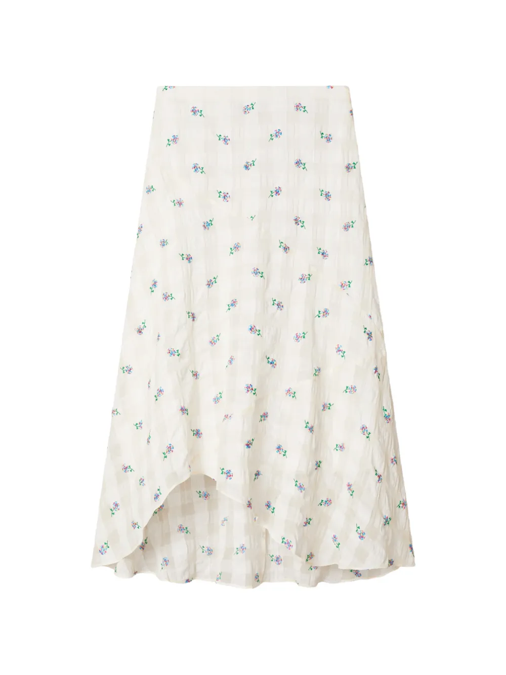 Tory Burch embroidered gingham skirt - Neutrals