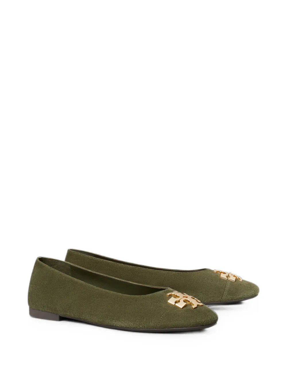 Tory Burch Charlie logo-plaque ballet flats Groen
