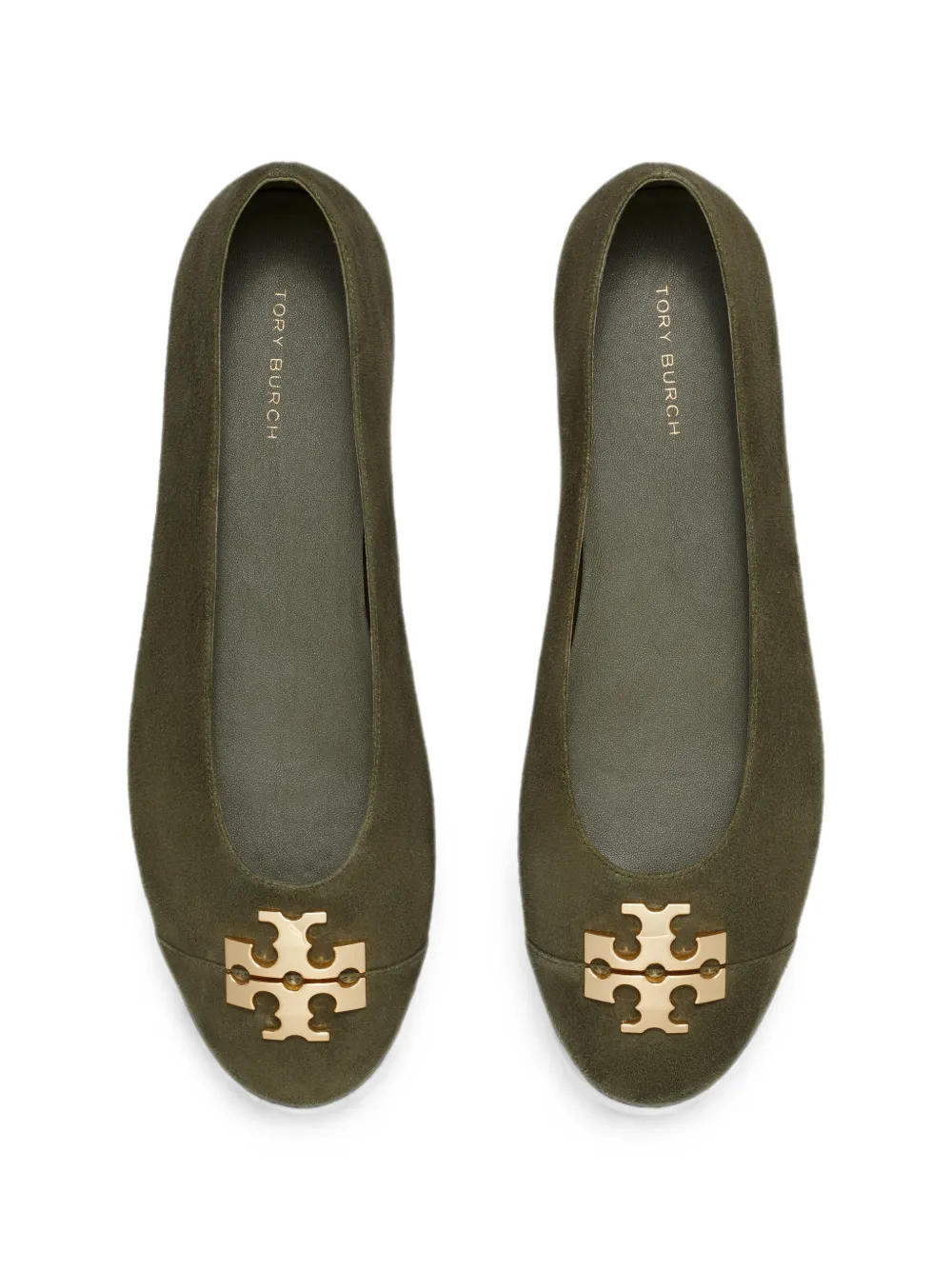 Tory Burch Charlie logo-plaque ballet flats Groen