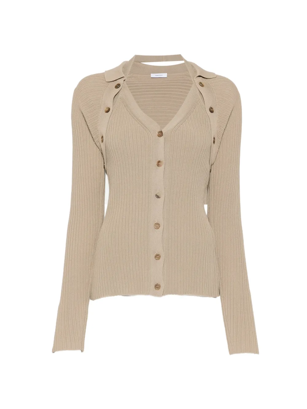 Ferragamo Cardigan in maglia a coste - Toni neutri