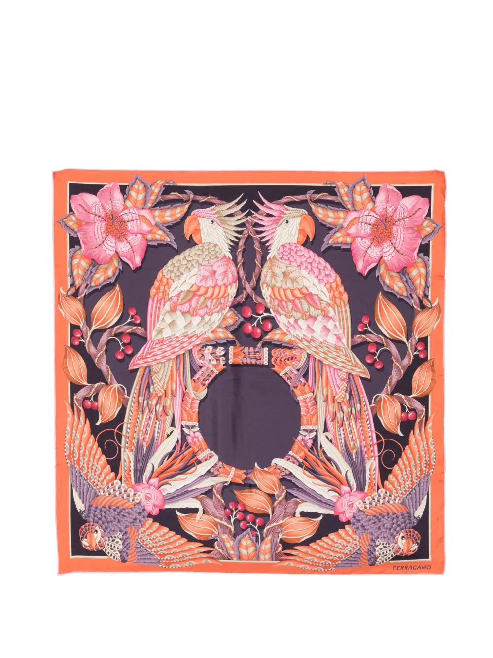 Ferragamo Foulard con stampa animalier - Arancione