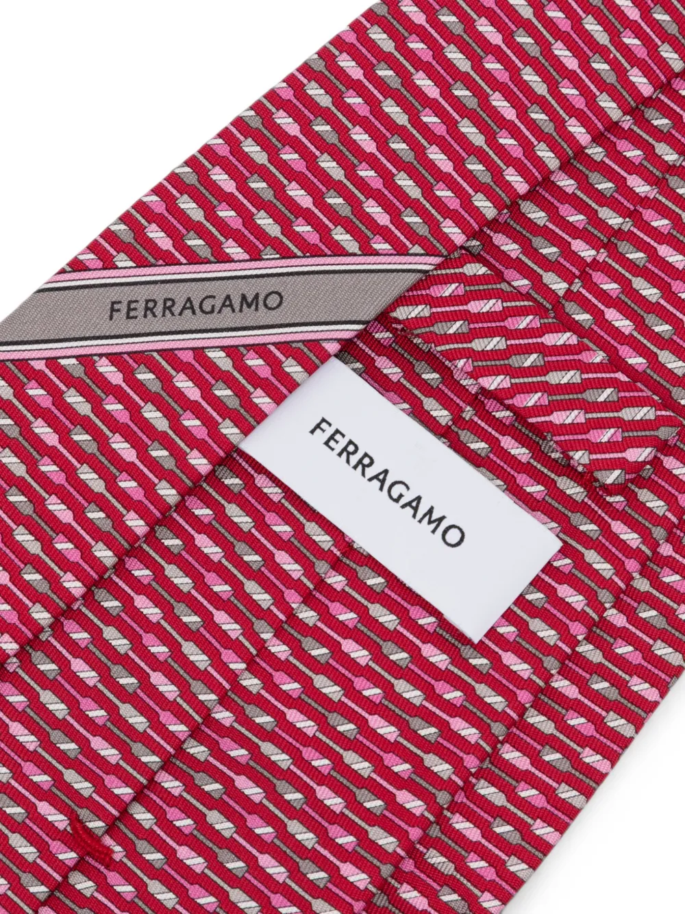 Ferragamo Stropdas met geometrische print Roze
