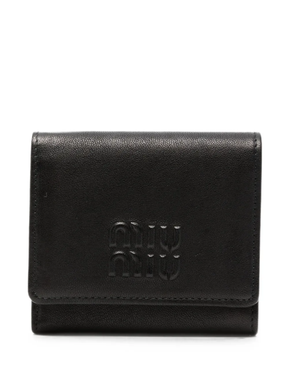 Miu Miu logo-embossed trifold wallet - Nero