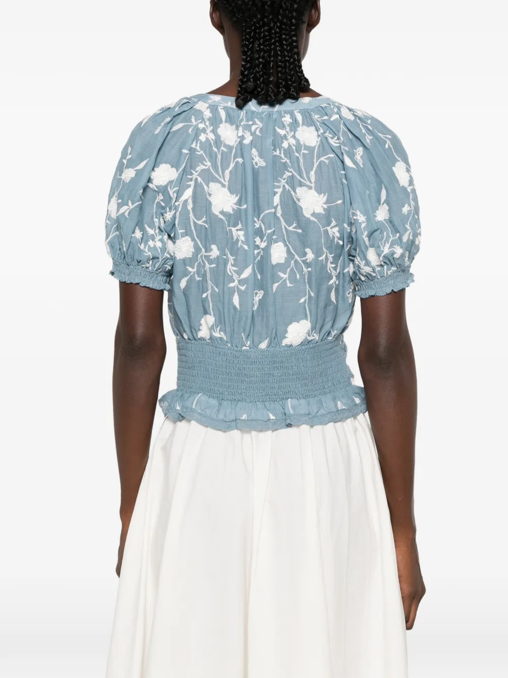 alice + olivia Blouse met kanten afwerking en borduurwerk Blauw