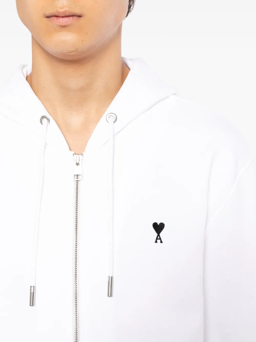 AMI Paris logo-embroidered hoodie Wit