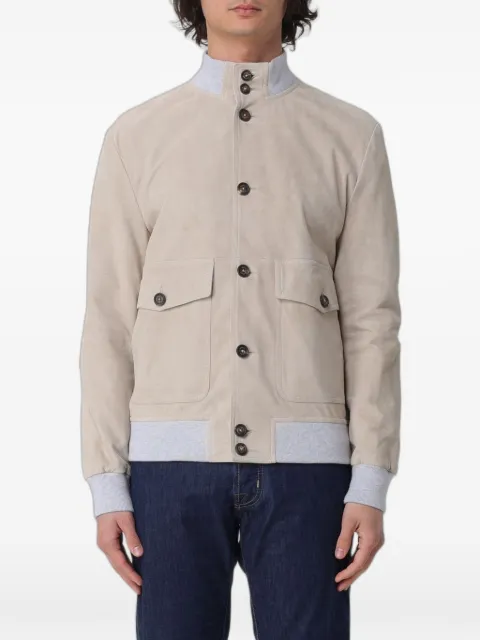 Eleventy suede bomber jacket