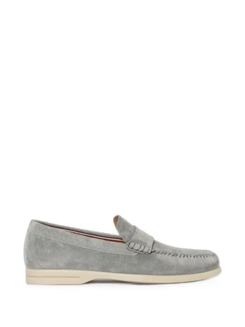 Bally whipstitch suede loafers