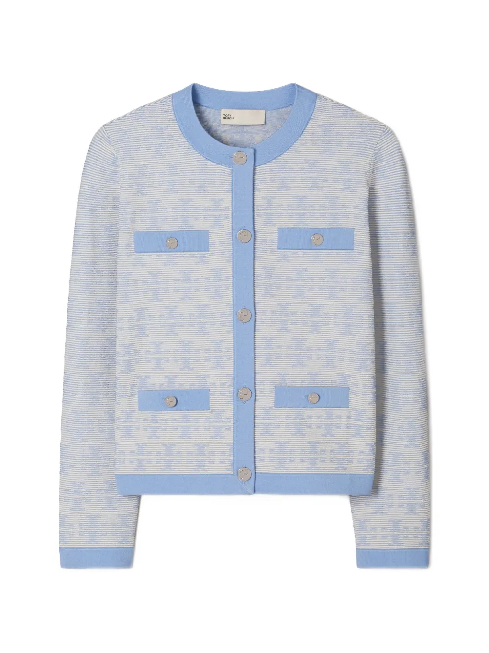 Tory Burch Kendra monogram-pattern cardigan - Blue