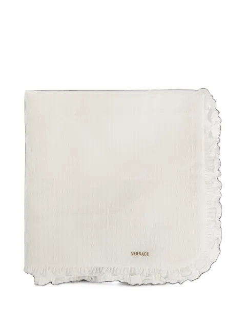 Versace Kids OUTDOOR BLANKET PERFORATED COTTON JERSEY + VERSACE LOGO EMBROIDERY