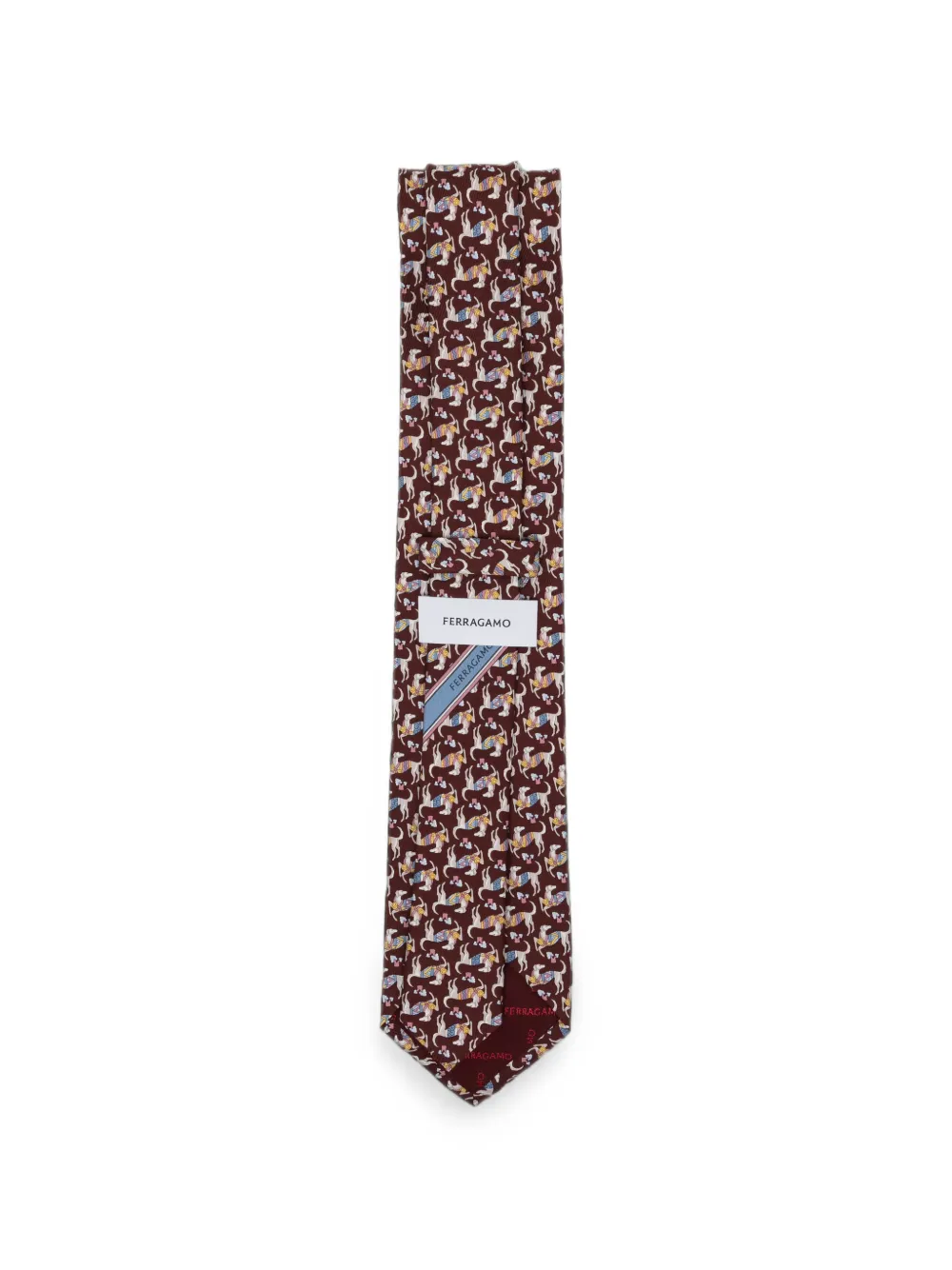 Ferragamo Animali stropdas met hondenprint Rood