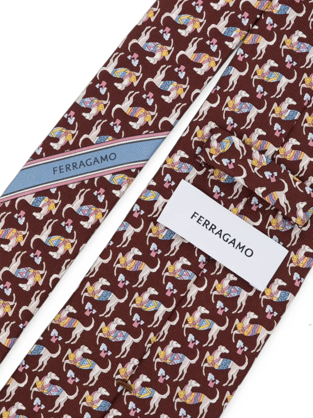 Ferragamo Animali stropdas met hondenprint Rood