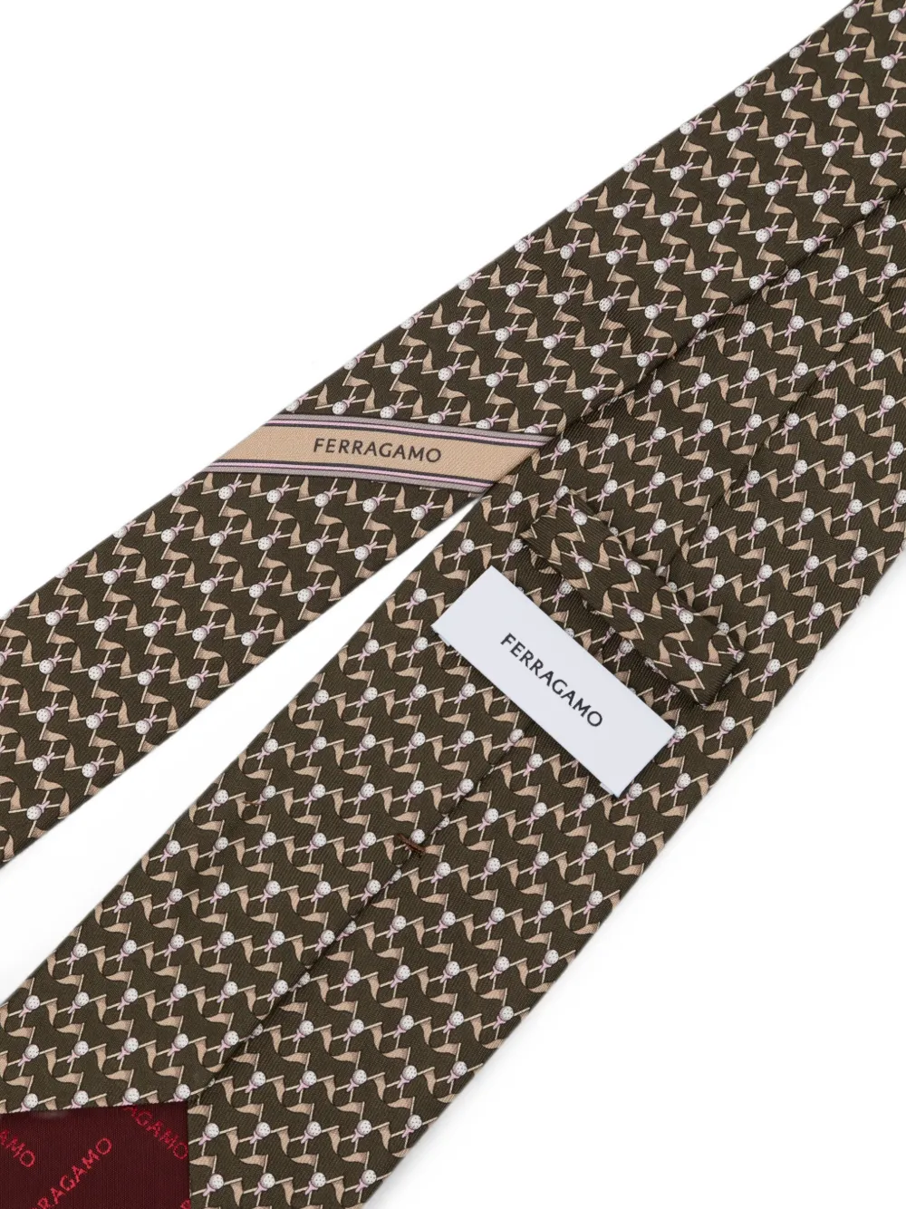 Ferragamo Stropdas met print Bruin