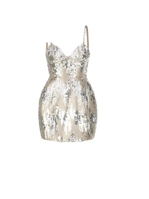 Atoir sequin-embellished floral-appliqué mini dress