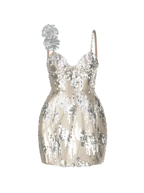Atoir sequin-embellished floral-appliqué mini dress