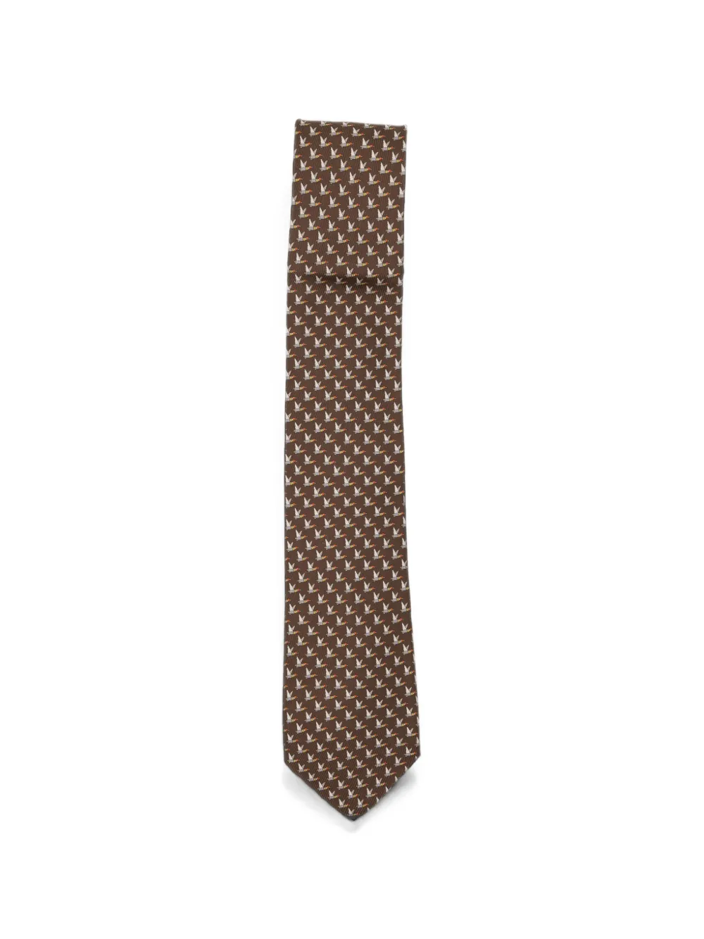 Ferragamo Animali duck-print tie - Marrone