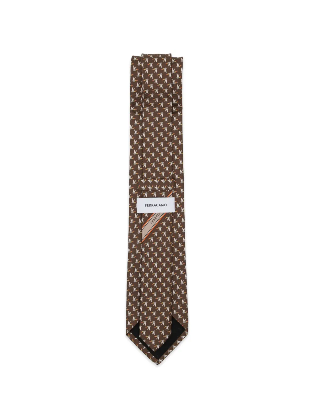 Ferragamo Animali stropdas met eendenprint Bruin