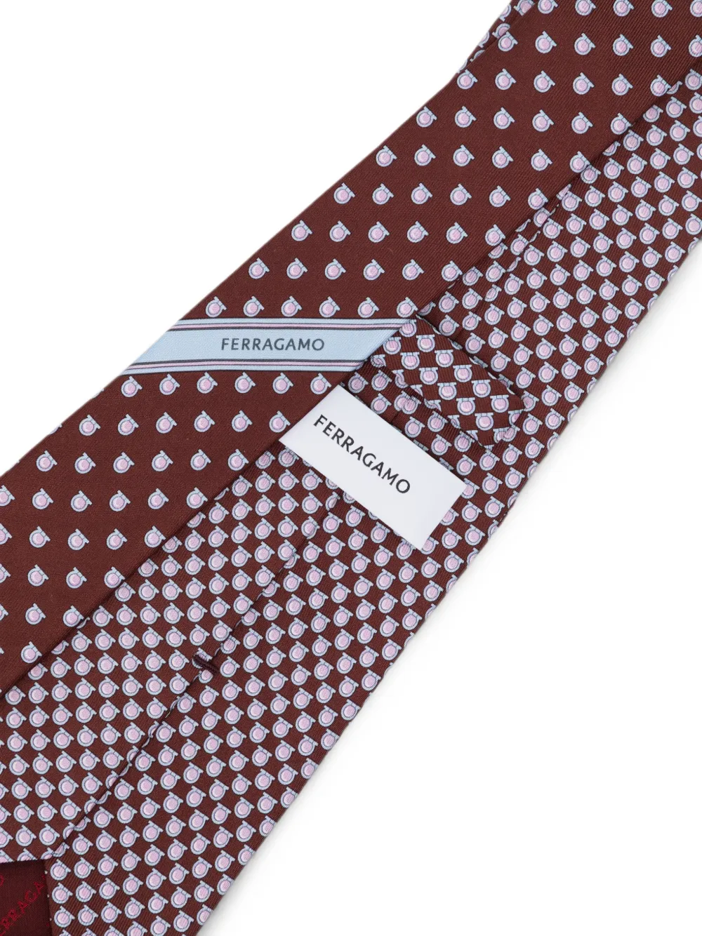 Ferragamo Stropdas met Gancini-print Bruin