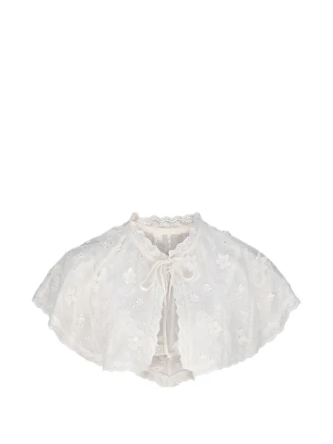 Atoir floral-embroidered scalloped-edge cape