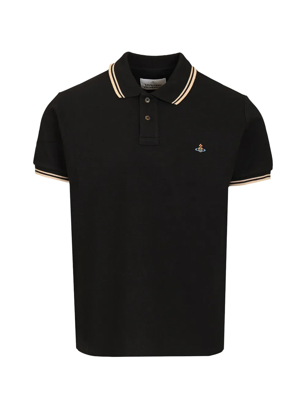 Vivienne Westwood Orb-embroidered tipped polo shirt - Nero