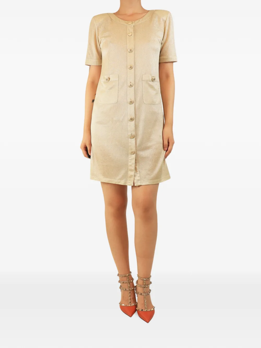 CHANEL Pre-Owned button-down mini dress - Gold