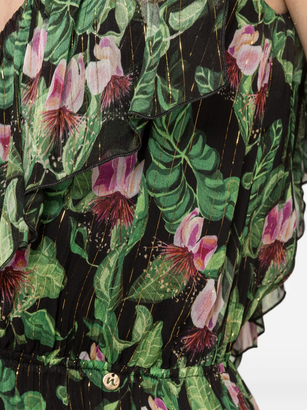 NISSA Asymmetrische chiffon mini-jurk met print Zwart